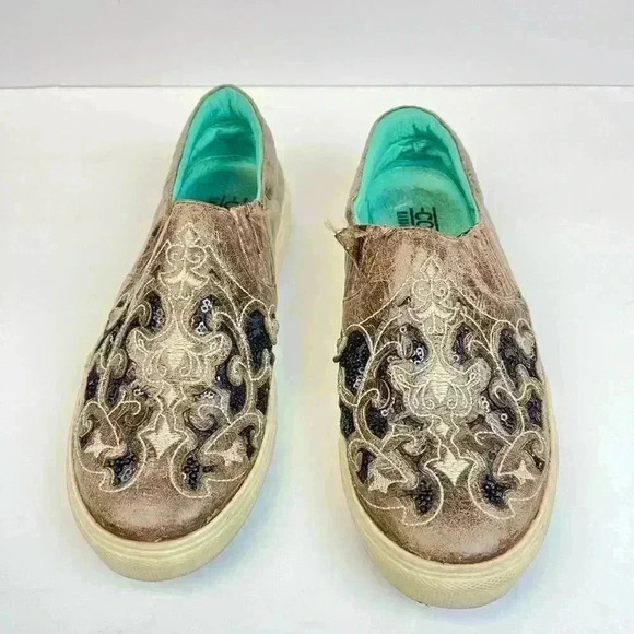 Corral E1560 Women’s Embroidery Brown & Black Inlay Sneaker E1560 Size 7.5 - Picture 9 of 9